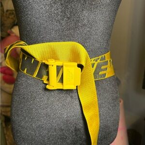 Off-White Yellow Industrial Webbing Belt with Signature Buckle